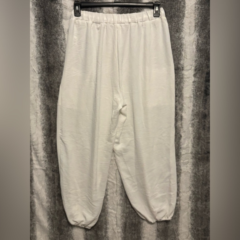 White Cropped Drawstring Pants size 1XL - Picture 4 of 7